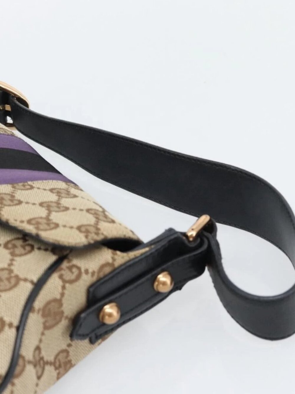 GUCCI GG Canvas Horsebit Shoulder Bag Beige 129699 Auth - Picture 12 of 16